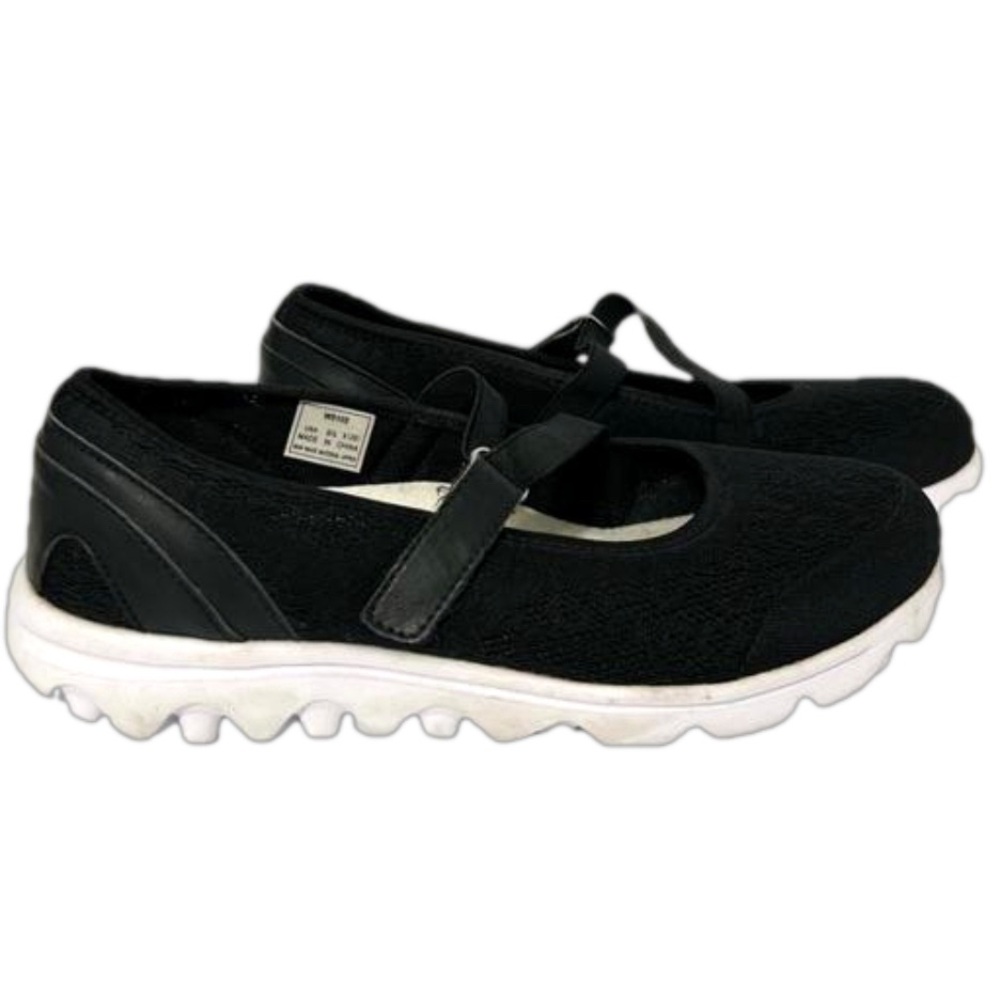 Black Mary Jane’s with Lacey Looking Overlay and Elastic Comfort Straps